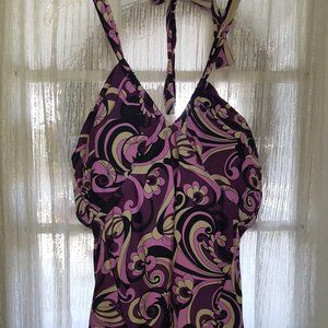 Always For Me Purple Paisley Swimsuit Sz 20